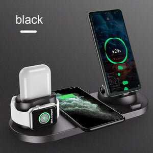 6 in 1 Wireless Charger Dock Station for iPhone/Android/Type-C USB Phones