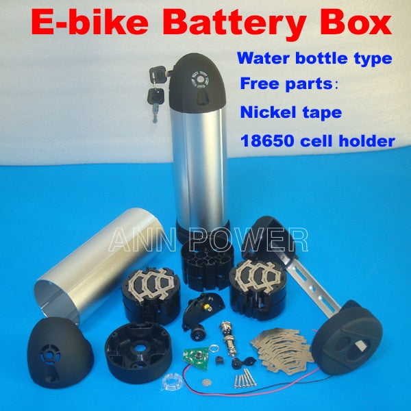 Electric bicycle battery case Water bottle type e-bike battery box For 36V 10A battery pack With free holder and nickel belt
