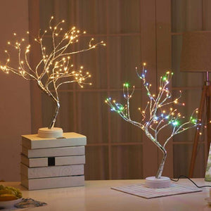 Night Light Home Decoration Bonsai Style Party Cherry Tree Shape LED Light DIY Firework Christmas Gift Plants Switch Copper