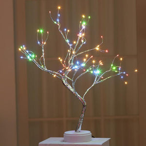 Night Light Home Decoration Bonsai Style Party Cherry Tree Shape LED Light DIY Firework Christmas Gift Plants Switch Copper